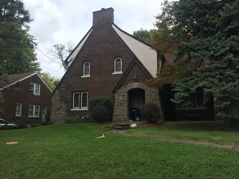 Brick house and roofline